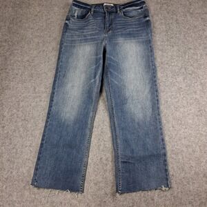 Vigoss Wide Leg Jeans Womens 30 Blue Raw Hem High Rise Stretch VC-P01151A